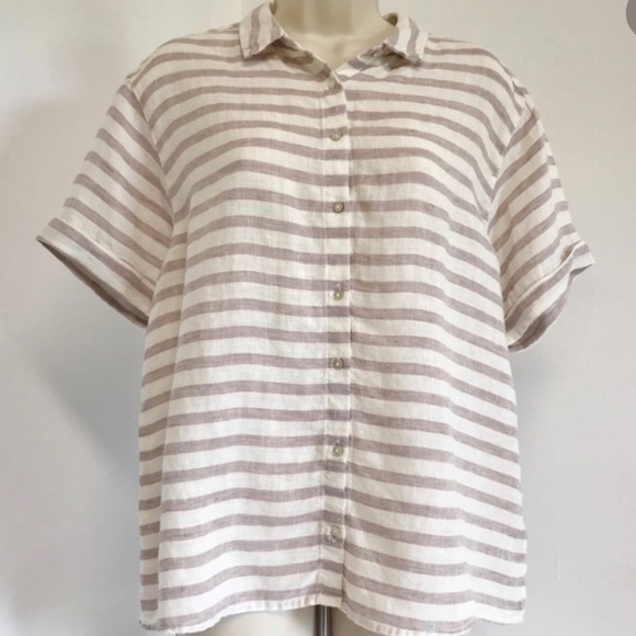 Rachel Zoe 100% Linen shirt size M button-down Striped - Picture 1 of 4